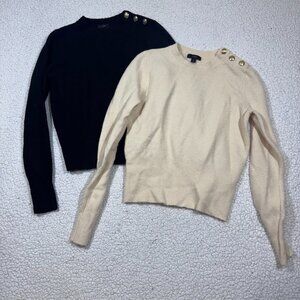 J Crew Womens Wool Alpaca Blend Button Shoulder Crew Neck Sweaters Lot sz Small